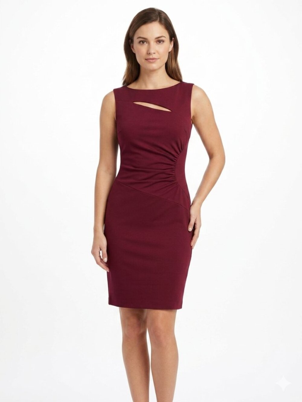 Le Chateau Burgundy Stretch Sleeveless Sheath Dress- Sz. Med
